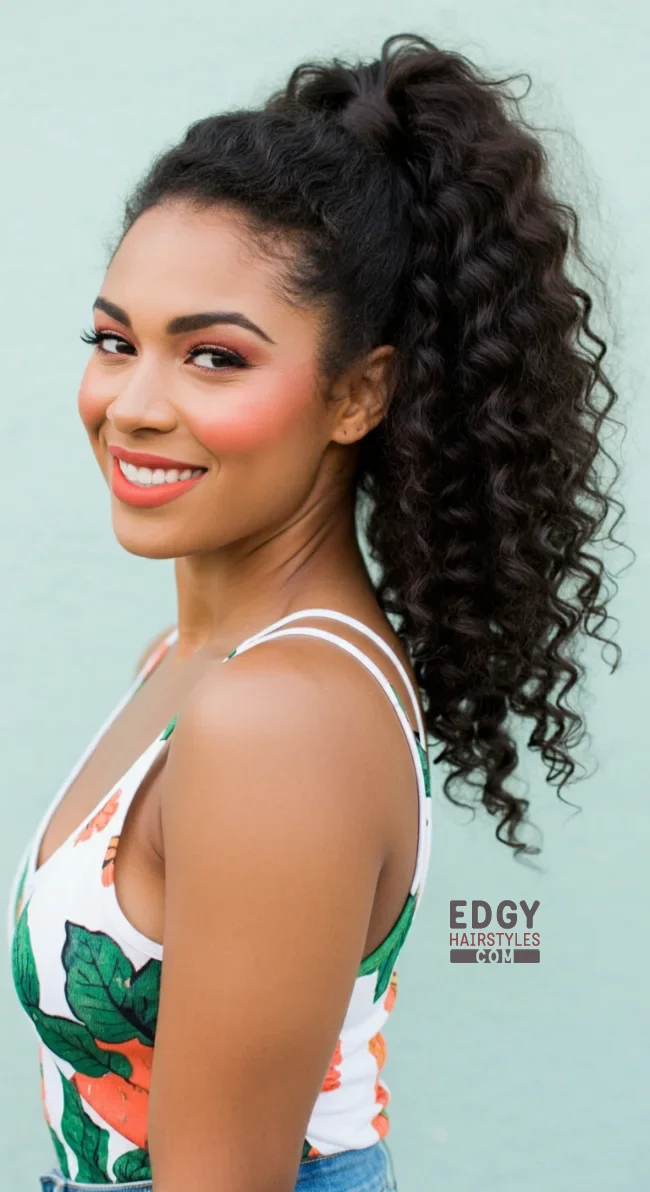 5. Curly Ponytail | Ponytail Styles For Black Women: Trendy And Elegant Looks