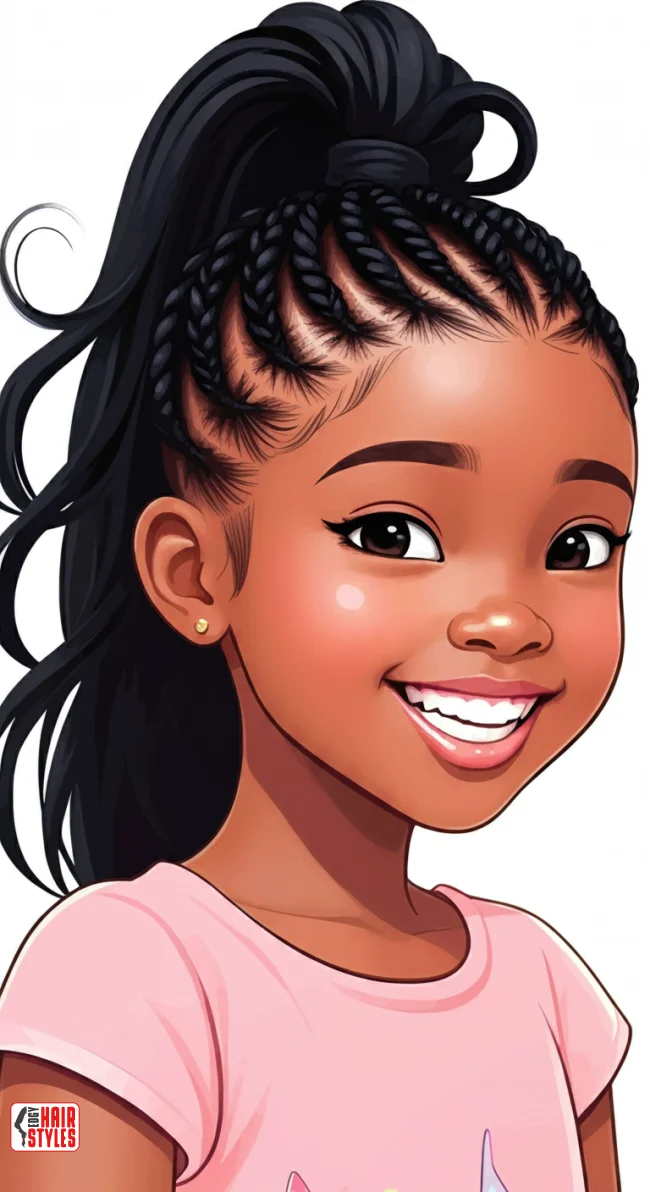 2. High Ponytail with Twisted Braids | Stylish Hairstyles For Children - Adorable Trends
