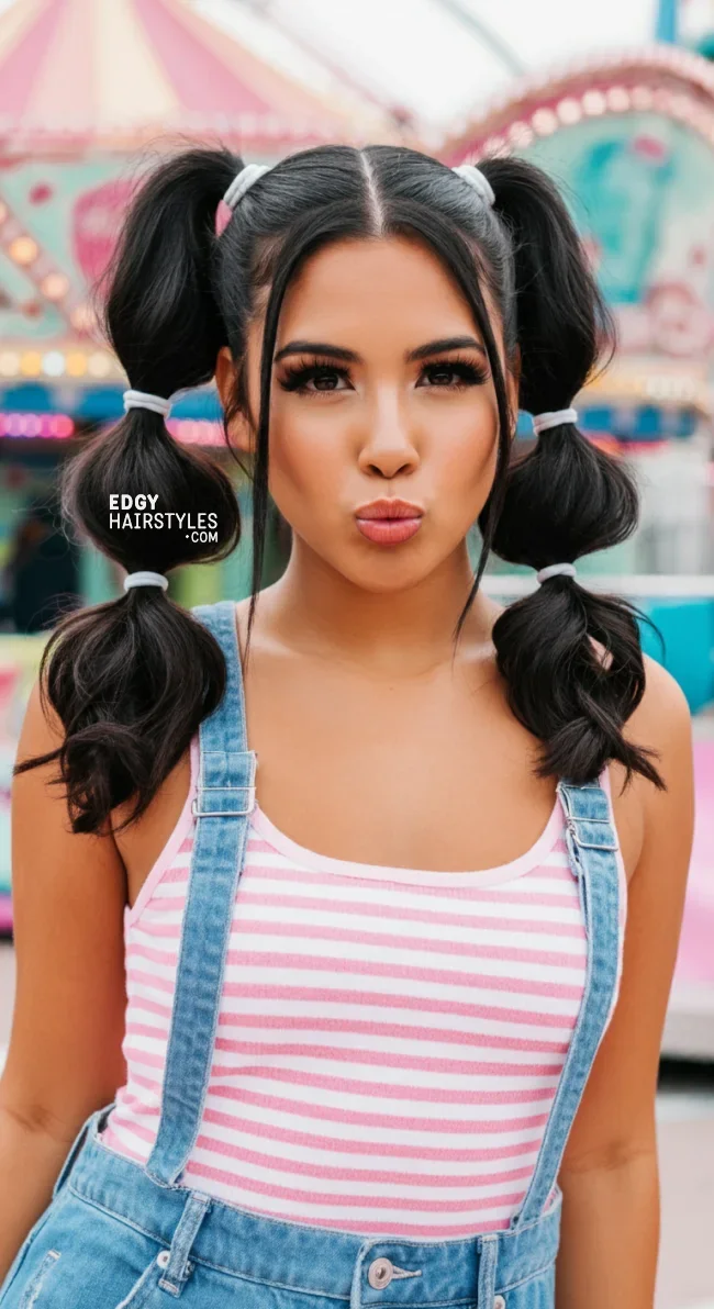2. High Bubble Pigtails | 8 Cute And Easy Pigtail Hairstyles For All Ages