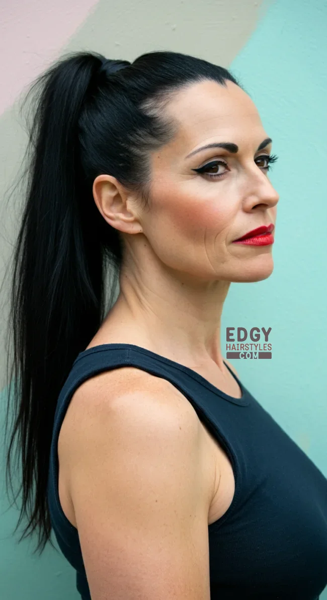7. High Ponytail | Chic Long Hairstyles For Women Over 40