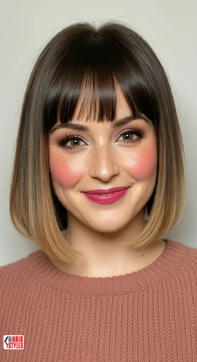 1. Blunt Bob With Straight Bangs | 10 Low-Maintenance Medium-Length Hairstyles With Bangs