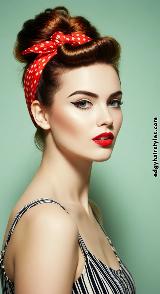 7. Retro Rosie the Riveter | Scarf Chic: Elevate Your Style With A Scarf In Your Hair