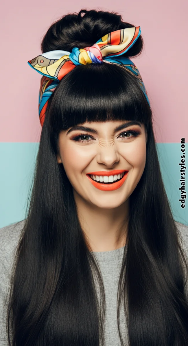 9. High Bun Bow | Scarf Chic: Elevate Your Style With A Scarf In Your Hair