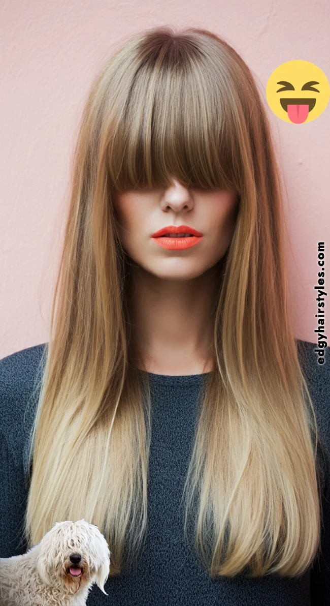 6. Long Blunt Bangs | Chic Blunt Bangs: Stylish Trends And Timeless Elegance