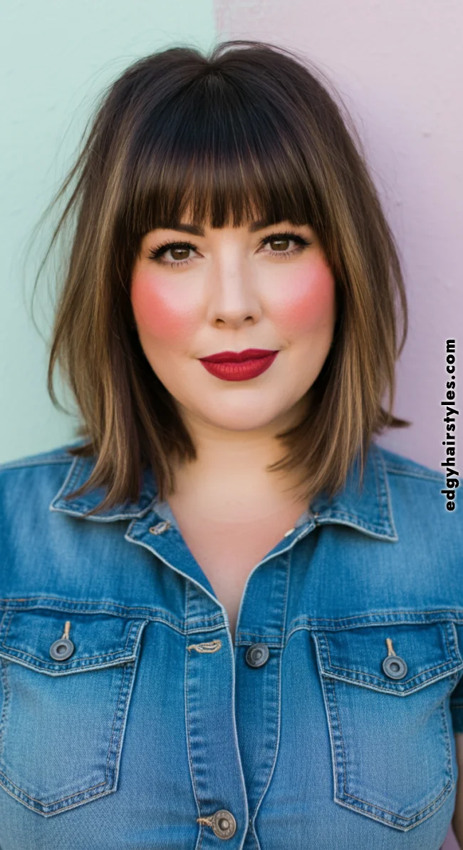 2. Blunt Bangs with Layered Ends | Chic Blunt Bangs: Stylish Trends And Timeless Elegance