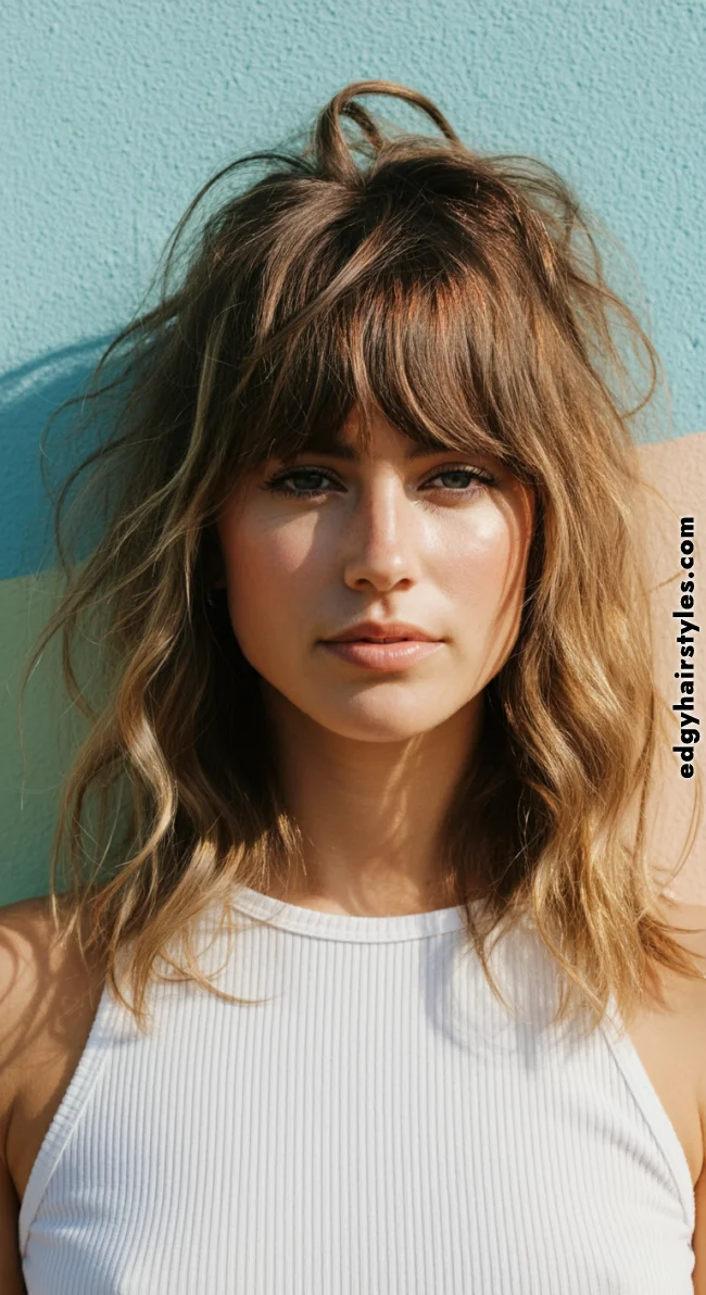 8. Shaggy Blunt Bangs | Chic Blunt Bangs: Stylish Trends And Timeless Elegance