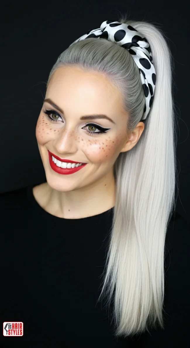 7. Retro High Ponytail | 10 Hairstyle Ideas Using A Scarf - Chic And Trendy