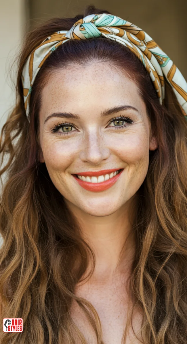 10. Loose Waves with Scarf Headband | 10 Hairstyle Ideas Using A Scarf - Chic And Trendy