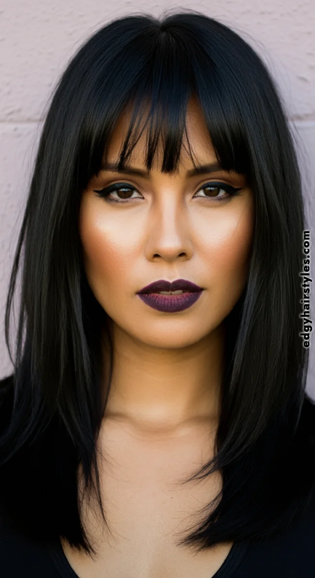 7. Straight Hair with Blunt Bangs | Hairstyles That Make You Look Younger Without Botox