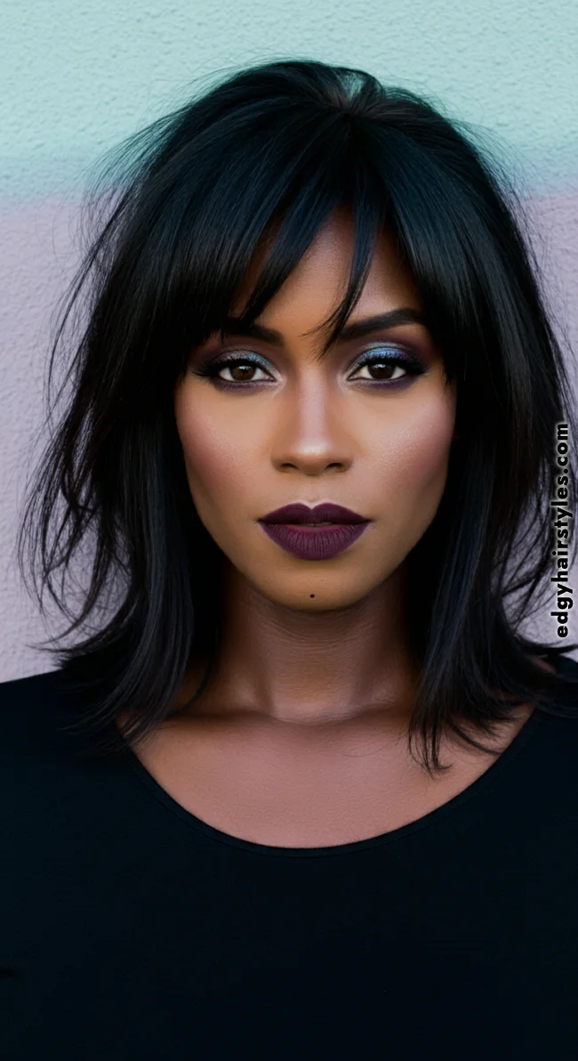 5. Side-Swept Bangs with a Mid-Length Cut | Hairstyles That Make You Look Younger Without Botox