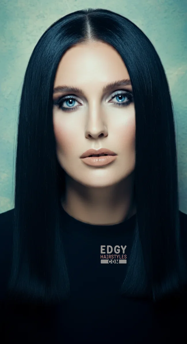 7. Jet Black Straight Hair | Perfect Hair Colors For Blue Or Green Eyes