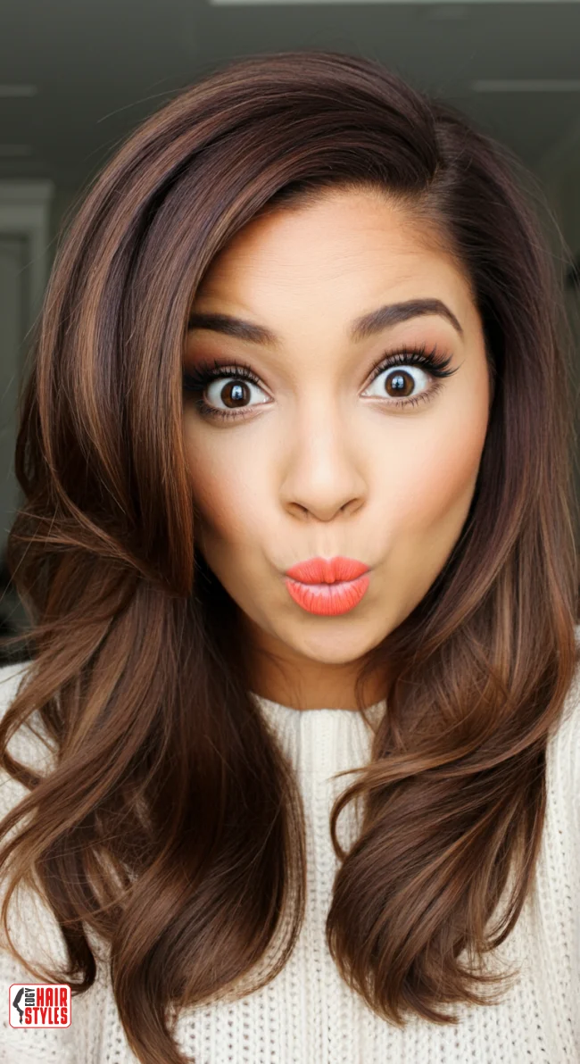 7. Side-Swept Long Hair | 10 Hairstyle Ideas For Round Face And Thick Hair