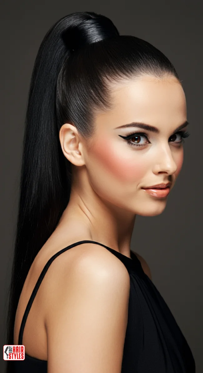 4. Sleek High Ponytail | 10 Hairstyle Ideas For Round Face And Thick Hair