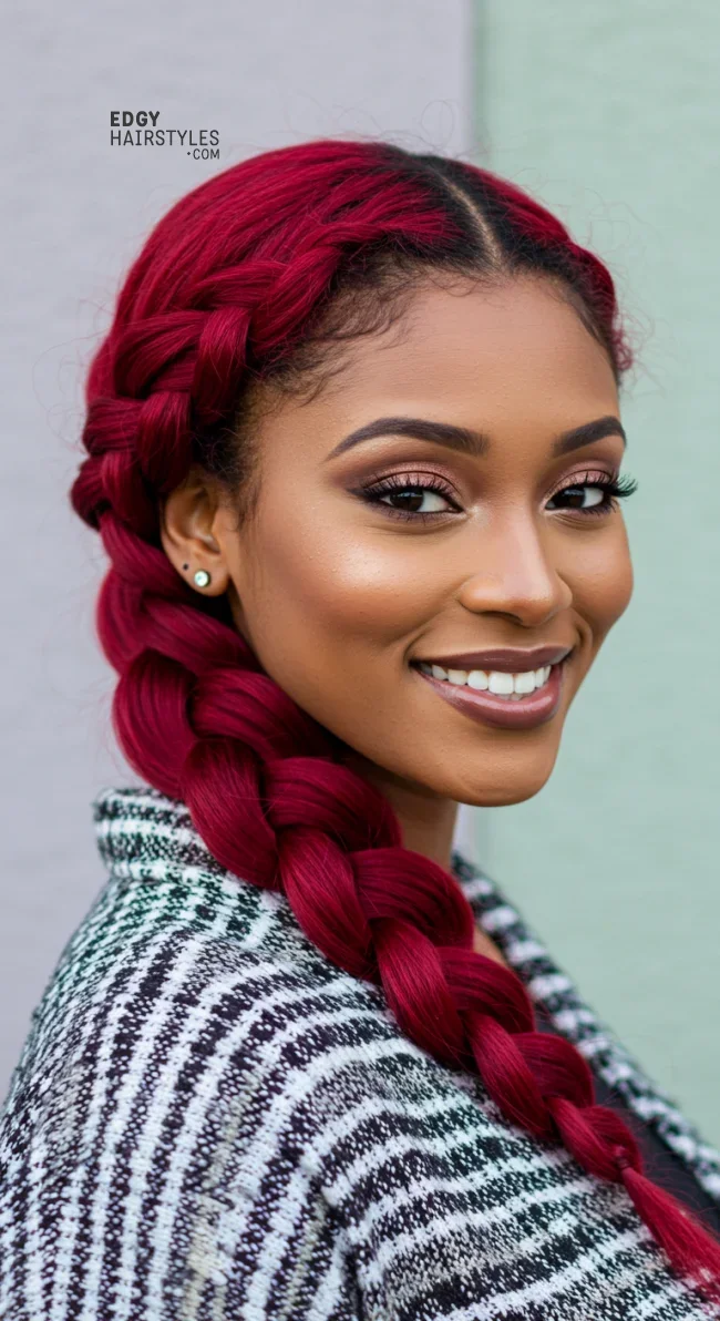 9. Scarlet Side Braid | 10 Red Hair Looks To Warm Up Your Vibe This Winter