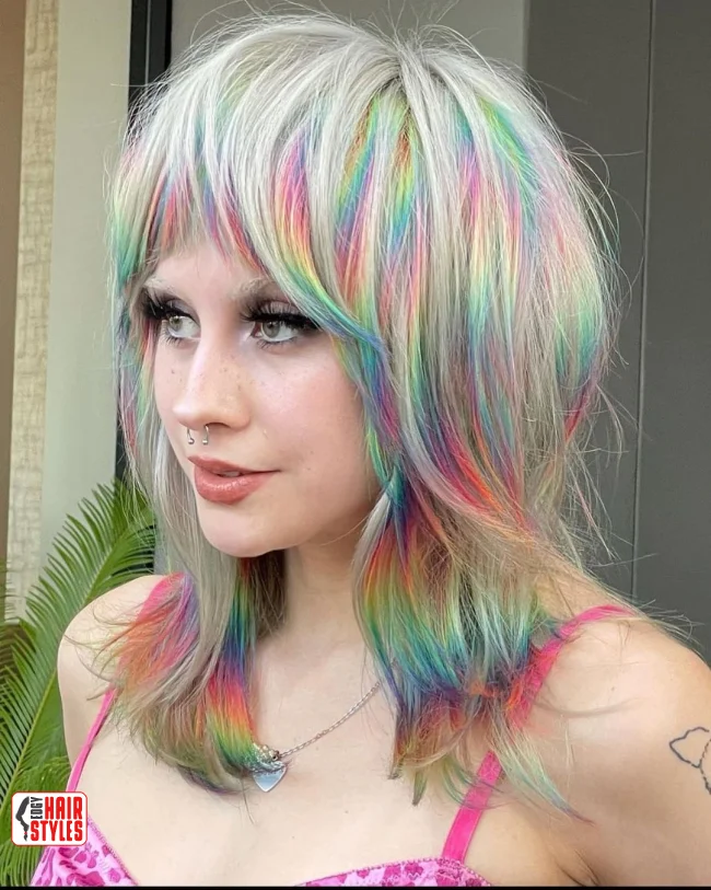 6. Colored Wolf Cut with Vibrant Highlights | Most Beautiful Wolf Cut Hairstyles For This Winter