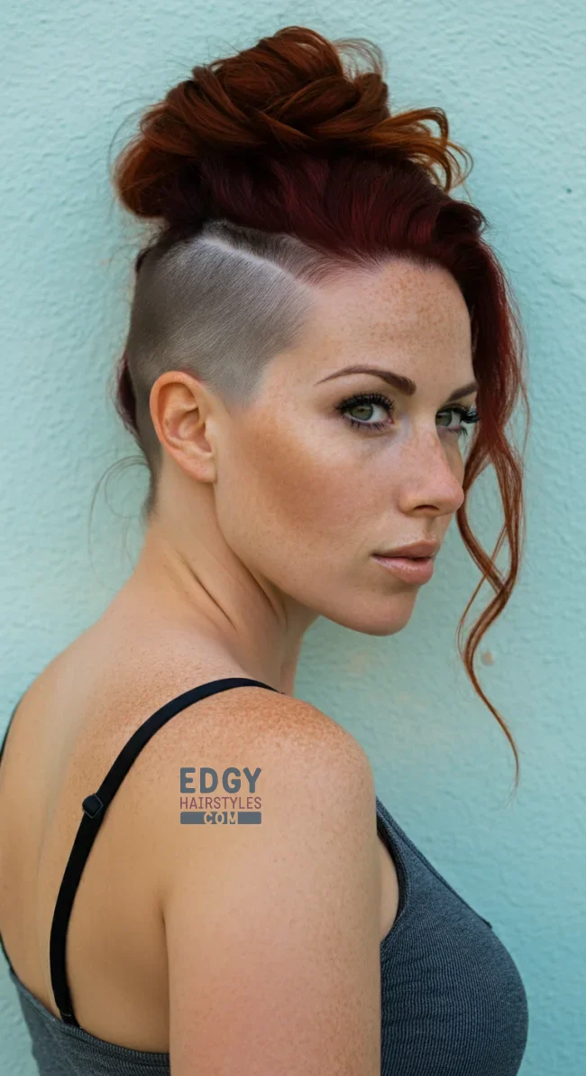 4. Half-Up, Half-Down Bun with Shaved Sides | Explore Long Hair With Shaved Sides Hairstyles