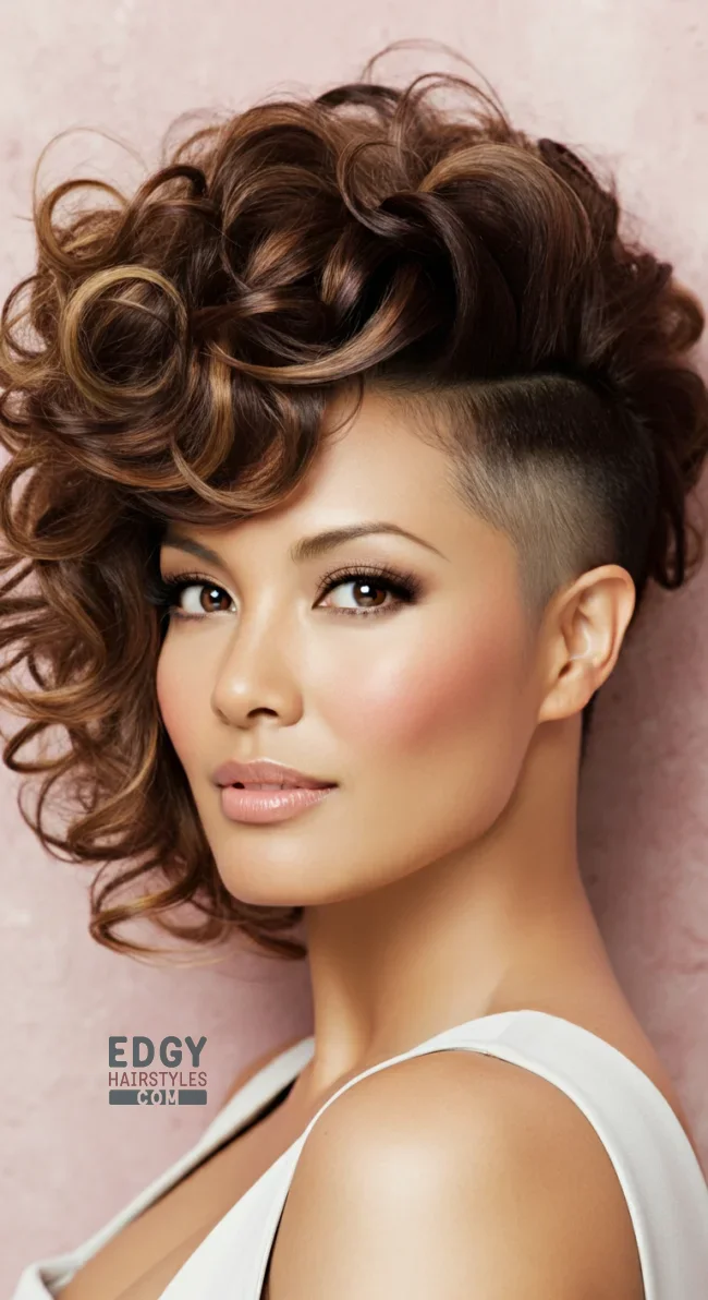 5. Curly Mane with Tapered Shaved Sides | Explore Long Hair With Shaved Sides Hairstyles