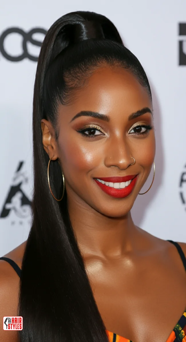 1. High Sleek Ponytail | Cute Ponytail Hairstyles For Black Girls: Embrace Your Natural Beauty