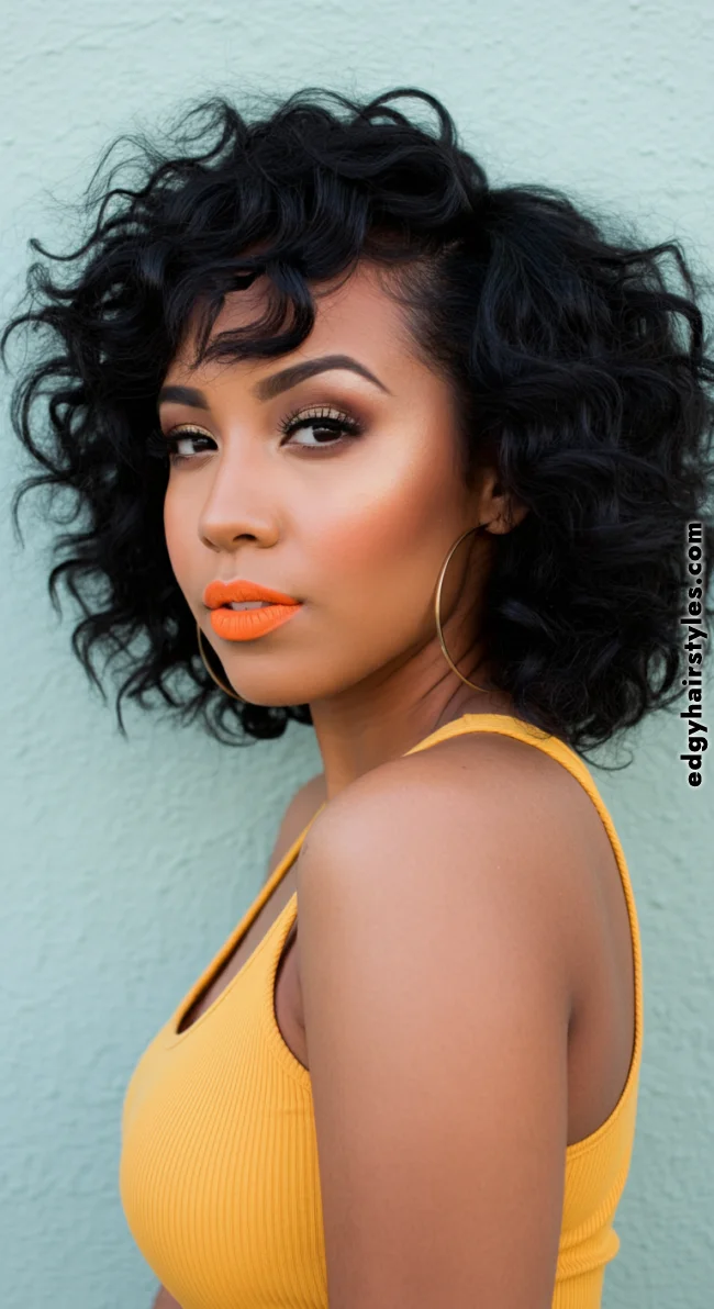 7. Curly Bob with Side Part | Flattering Haircuts For Chubby Faces And Thick Hair