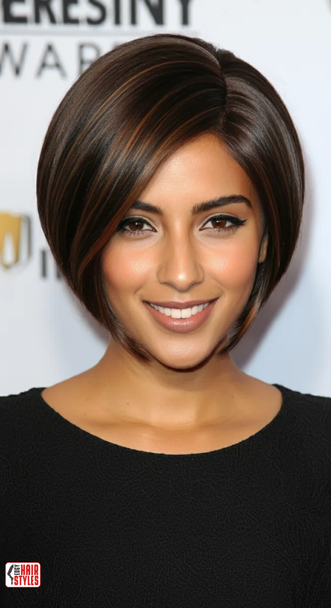 2. Caramel Highlights on Chocolate Brown Bob | Trendy Hairstyles With Highlights To Illuminate Your Look