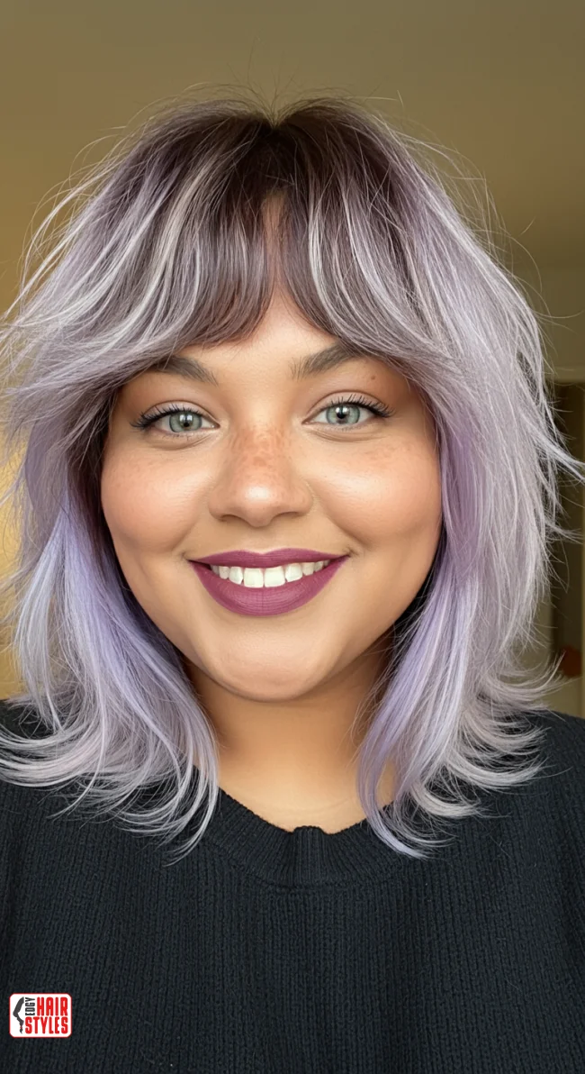 10. Pastel Purple Highlights on Shaggy Layers | Trendy Hairstyles With Highlights To Illuminate Your Look