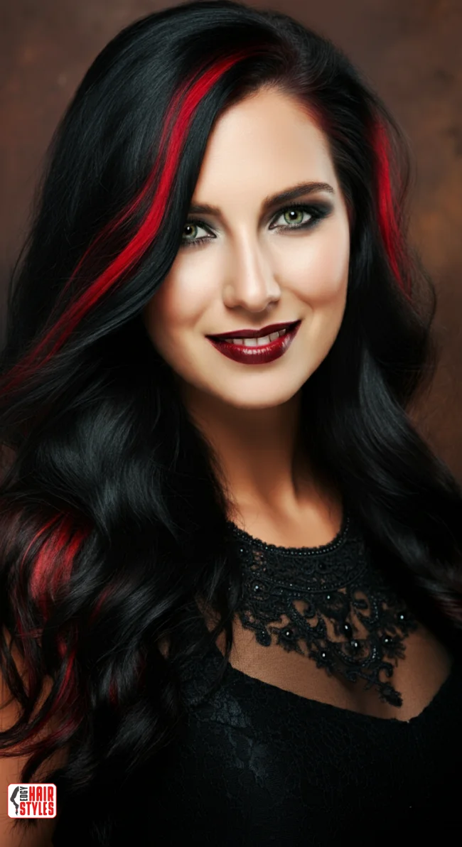 5. Fiery Red Highlights on Jet Black Hair | Trendy Hairstyles With Highlights To Illuminate Your Look