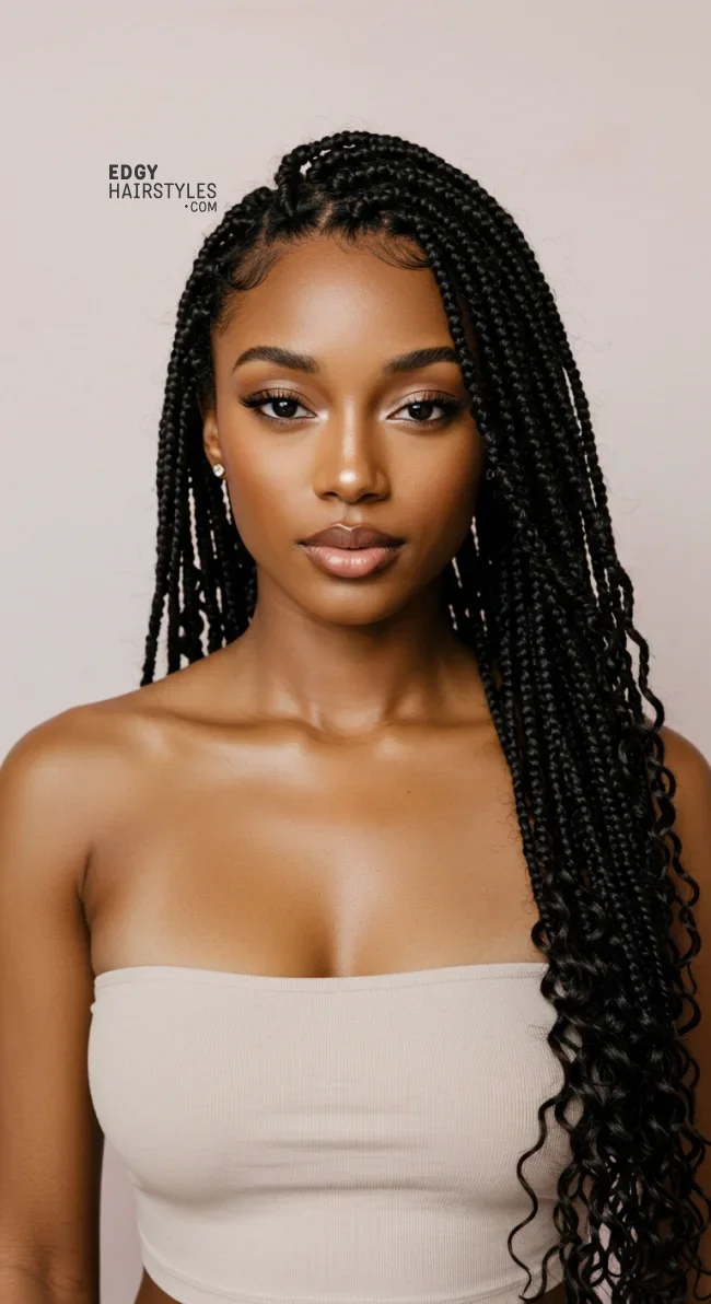 7. Curled Ends | 10 Gorgeous Ways To Style Box Braids