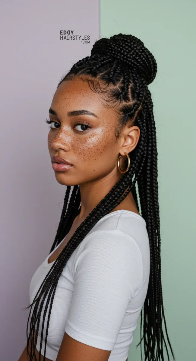 2. Half-Up, Half-Down | 10 Gorgeous Ways To Style Box Braids