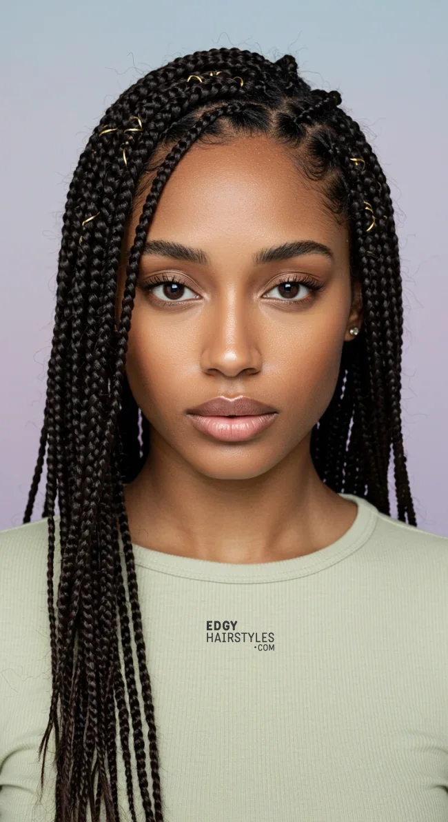 4. Side-Swept Braids | 10 Gorgeous Ways To Style Box Braids