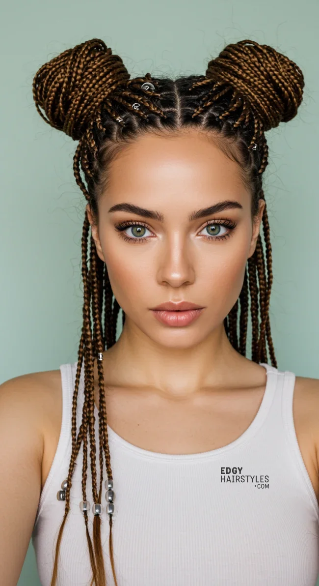 5. Space Buns | 10 Gorgeous Ways To Style Box Braids