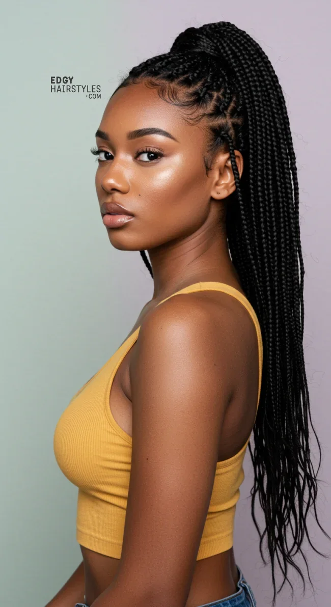 3. Braided Ponytail | 10 Gorgeous Ways To Style Box Braids
