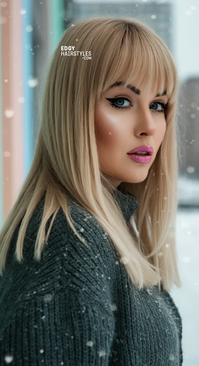 6. Curtain Bangs with Straight Hair | 10 Unique Winter Hairstyles – Best Winter Trends