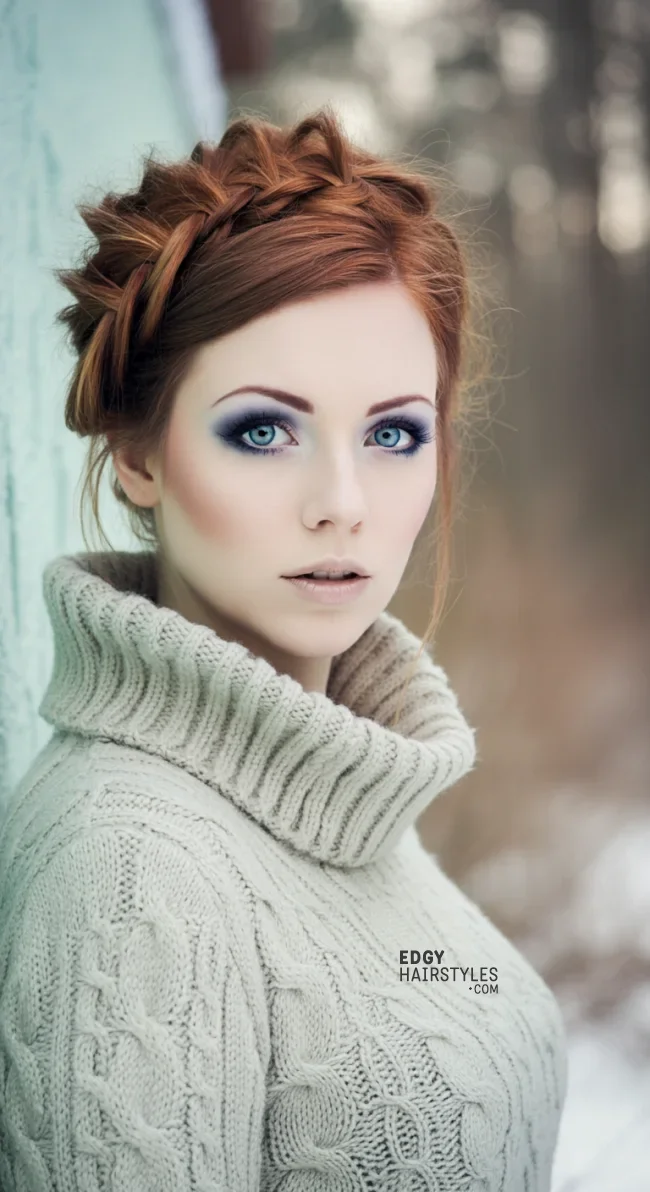 3. Side-Swept Braided Crown | 10 Unique Winter Hairstyles – Best Winter Trends