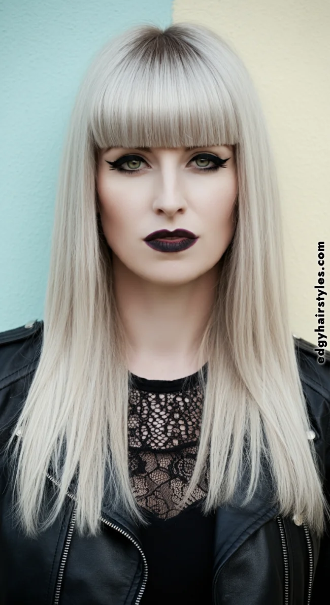 8. Blunt Bangs with Long Hair | Milky Blonde: Reviving The Trend Again