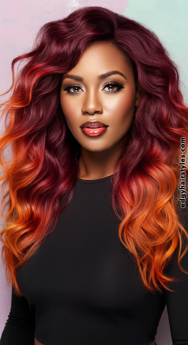 2. Fiery Ombre Waves | 2025 Vogue Hair Color Trends: Embrace The Hues