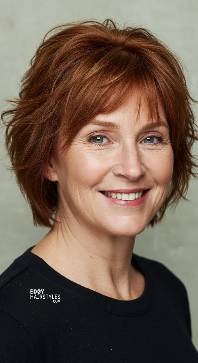 7. Textured Bangs with a Shag Cut | 10 Chic Hairstyles With Bangs For Women Over 50