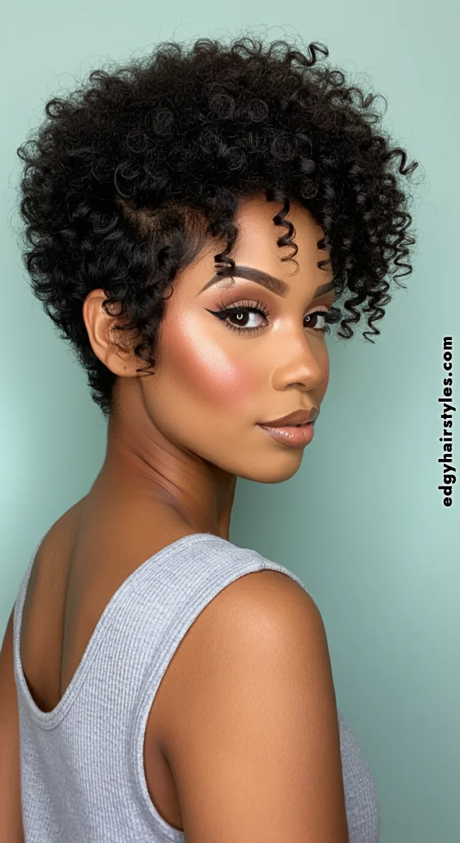 2. Curly Pixie Cut | Short Natural Haircuts For Black Women With Round Faces