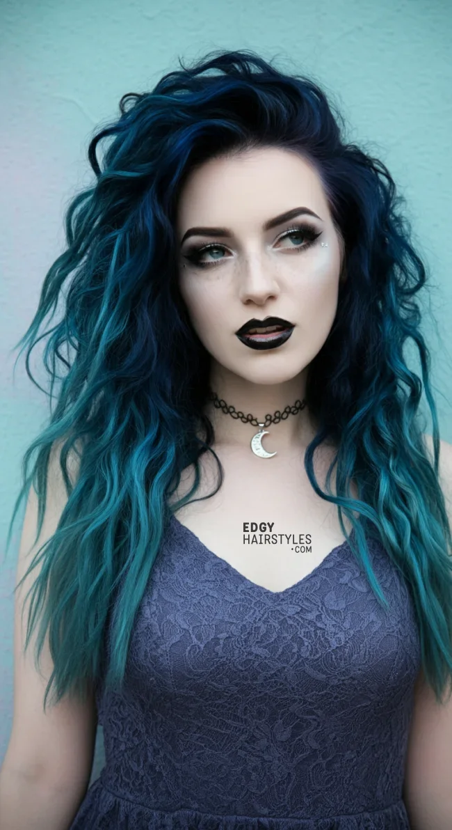 6. Long Hair with Crimped Texture | 8 Most Popular Goth Hairstyles For Girls
