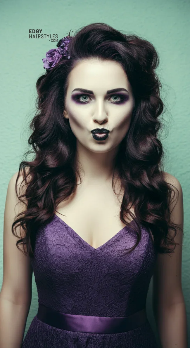 2. Voluminous Curly Gothic Waves | 8 Most Popular Goth Hairstyles For Girls