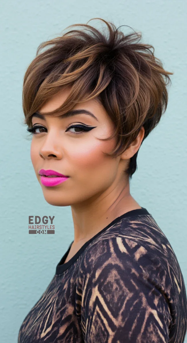 7. Pixie with Feathered Layers | 10 Long Pixie Hairstyles For Round Faces