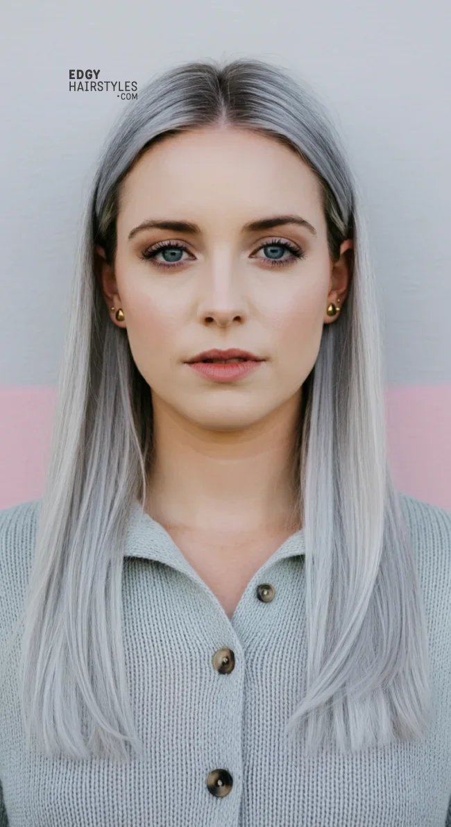 6. Straight Hair with Center Part | Hot Looks With Ash Blonde Hair And Styling Tips