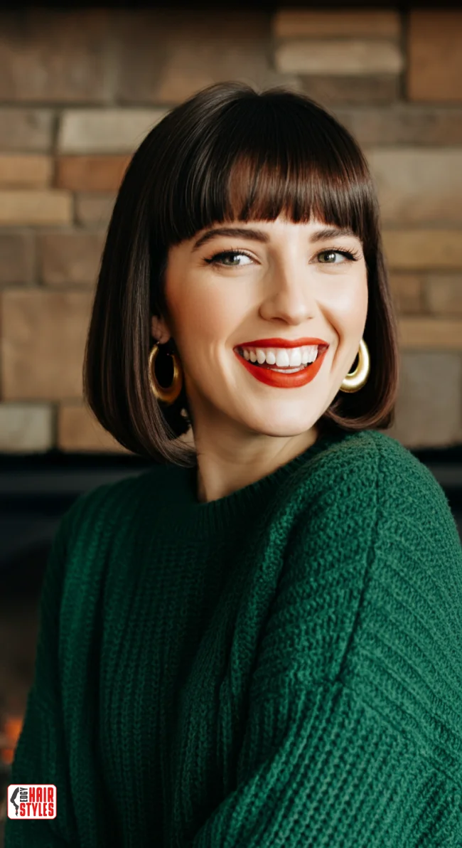 8. Shoulder-Length Blunt Cut with Bangs | Winter Hairstyles: Embrace The Season With Chic And Cozy Looks