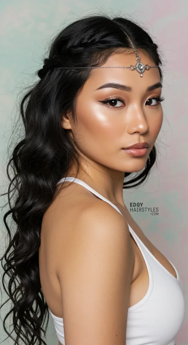 4. Halo Braid with Curls | 10 Halo Braid Ideas For An Ethereal Protective Hairstyle