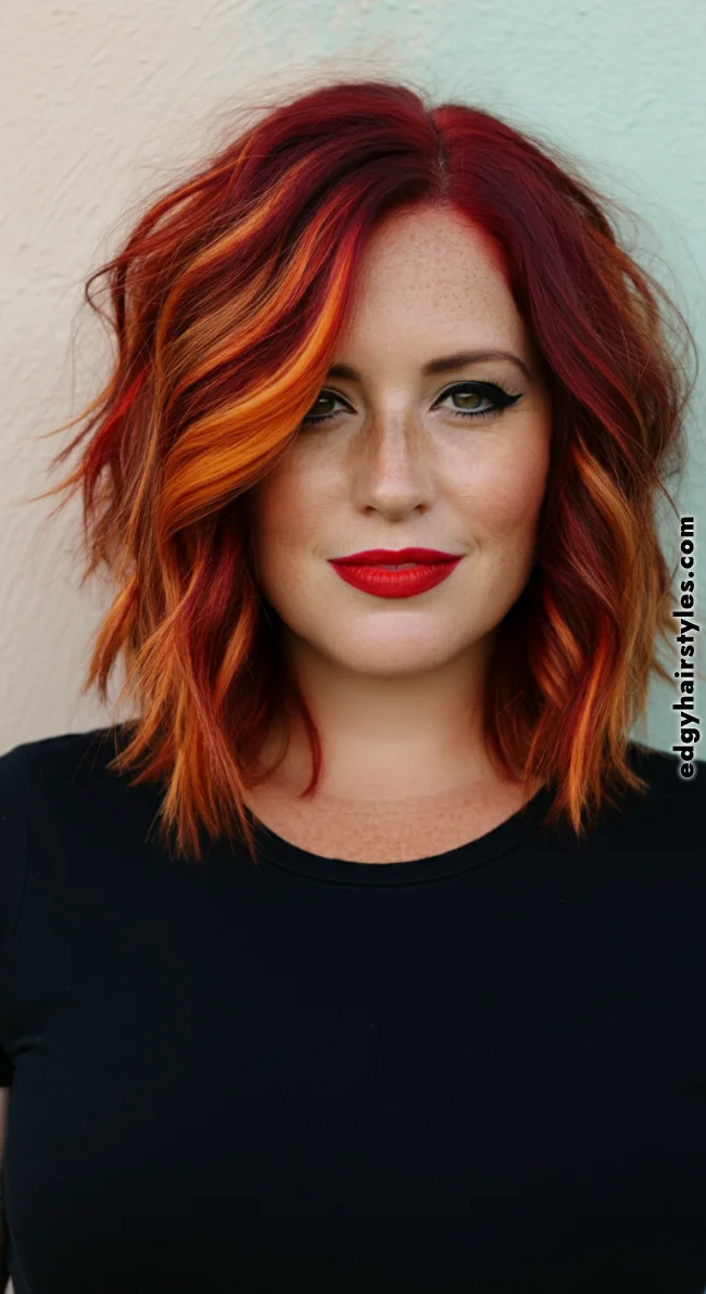 2. Fiery Red and Copper Chunky Highlights | Chunky Highlights: Elevate Your Style With Trendy Colors