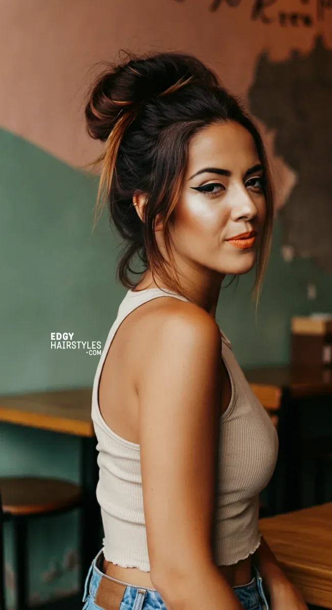 8. Half-Up, Half-Down Bun | 8 Classic Grunge Hairstyles That Are Most Popular