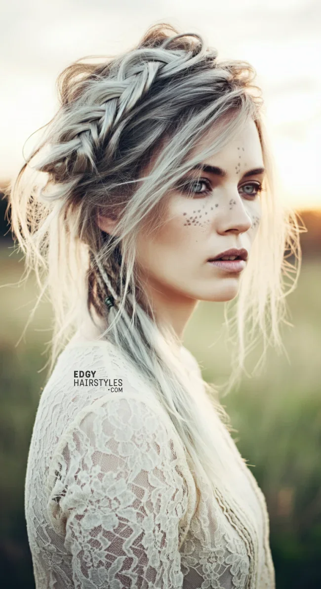 5. Braided Crown with Bedhead Texture | 8 Classic Grunge Hairstyles That Are Most Popular