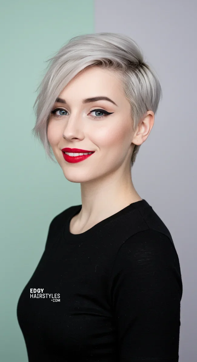 4. Pixie Cut with Side-Swept Bangs | 10 Jaw-Dropping Ideas Of Haircuts For Oval Faces With Bangs