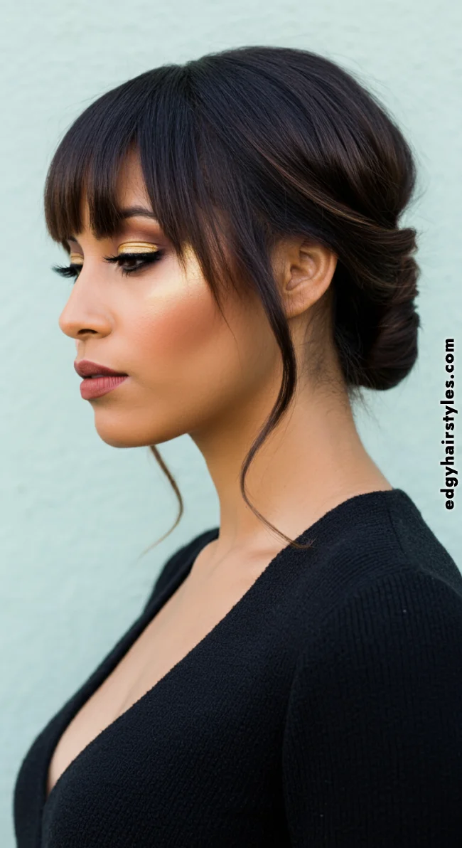 9. Low Chignon with Wispy Birkin Bangs | Birkin Bangs: Retro Chic Revival Takes The Hair Scene By Storm