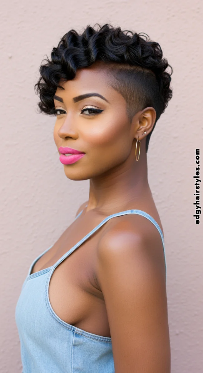 7. Low Fade with Waves | Short Natural Fade Haircuts For Black Women