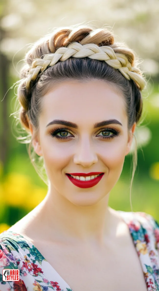 3. Braided Crown Bun | Explore Cute Bun Hairstyle Ideas For A Stylish Look!